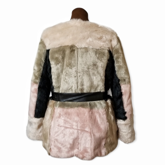 WD NY Faux Fur Pink and Beige Jacket Woman Size XL - Picture 5 of 8